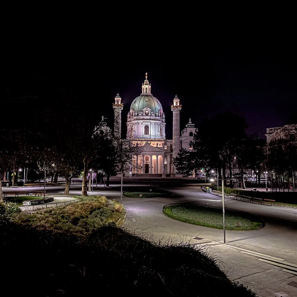 St. Charles Church; Vienna; Austria. One of the many photos taken during lockdowns in Vienna, Austria, shot on iPhone 11 Pro