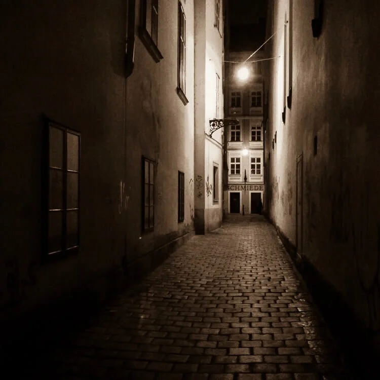 Narrow street in the city center of Vienna