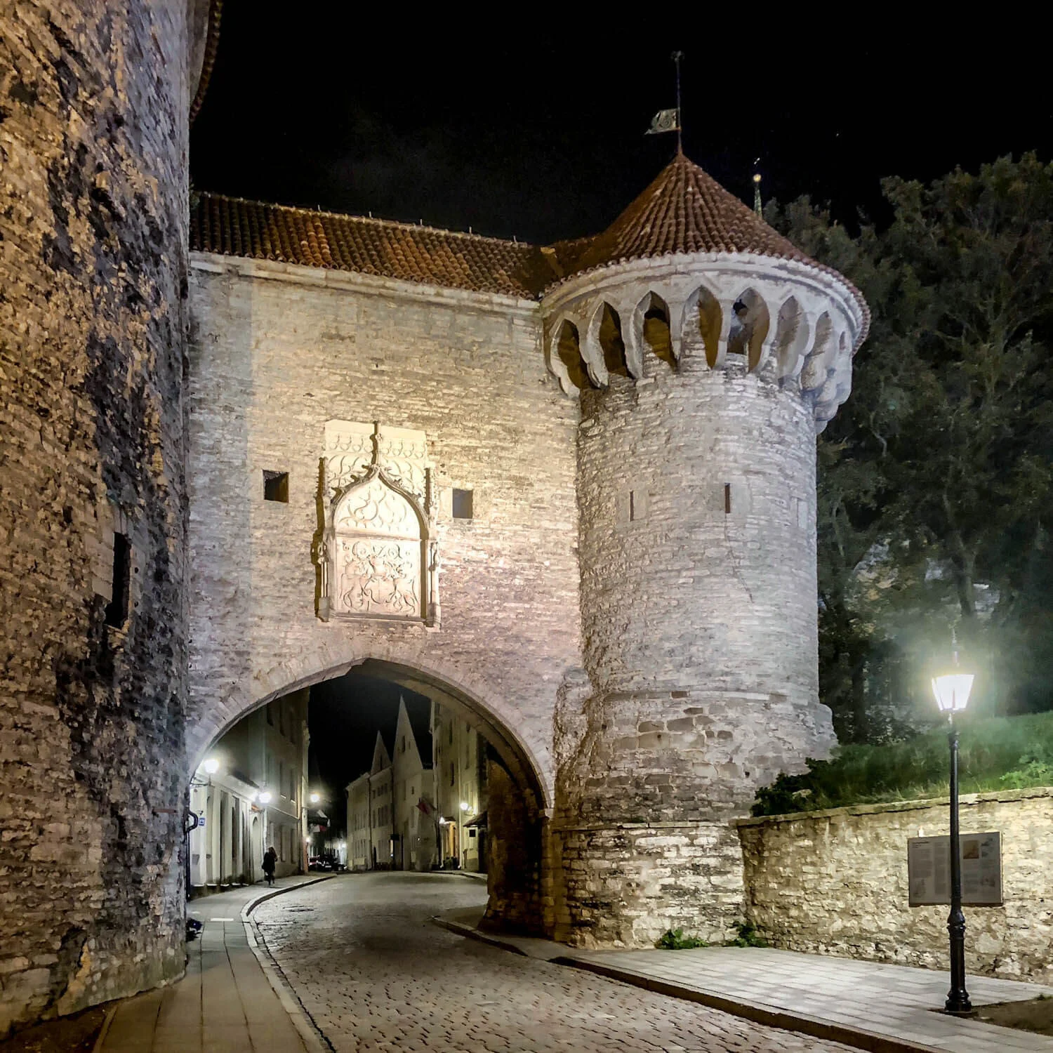 The Port Gate in Tallinn at night