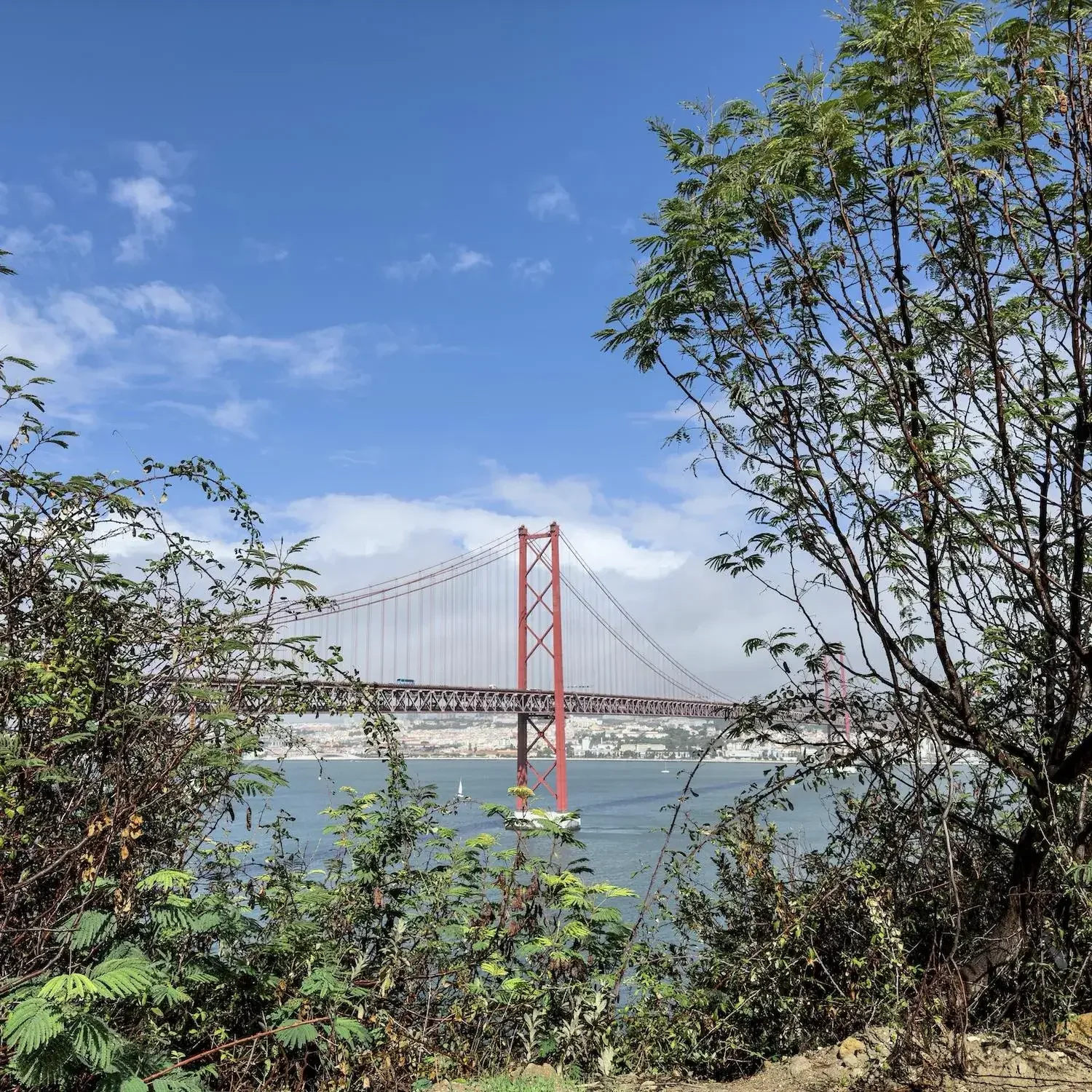 25 de Abril Bridge connecting the city of Lisbon with Almada
