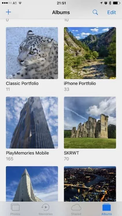 Album tiles are bigger in the iOS10 photos app are now bigger