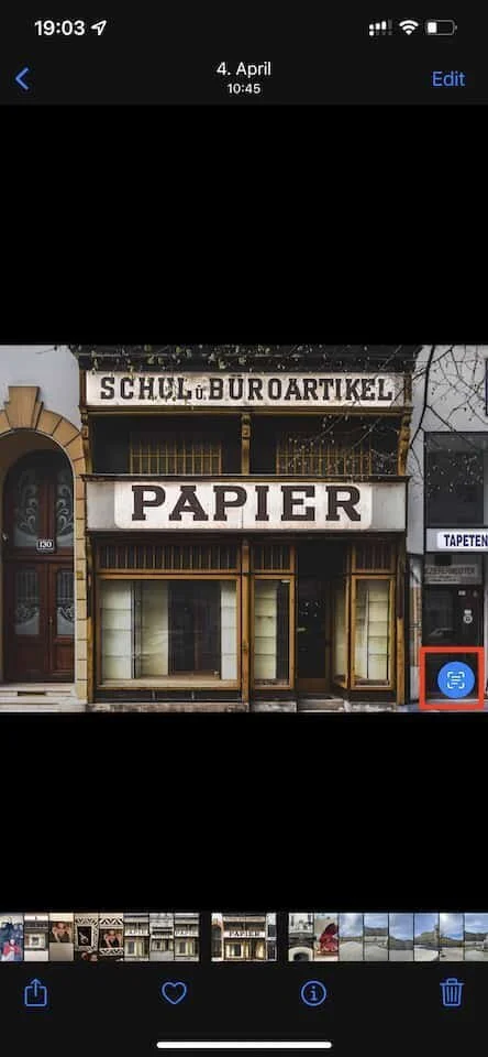 Highlight all text in a photo using the button in the lower right corner of the image