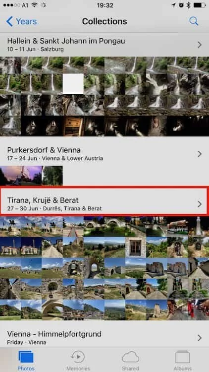 Locations in the iOS 10 photos app