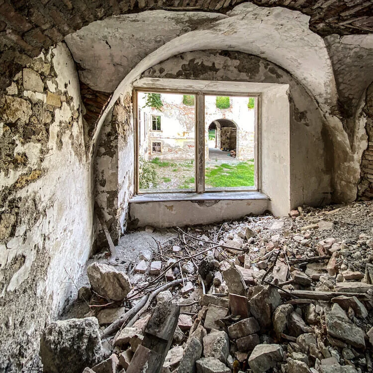 Debris inside Castle Pottendorf