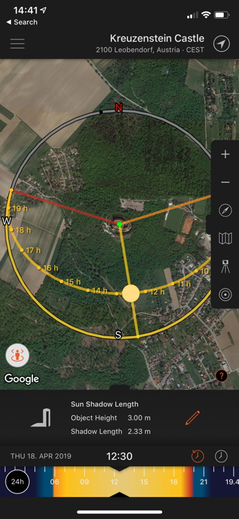 Determining best light using Sun Surveyor App