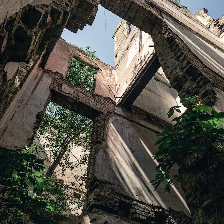 Inside the abandoned building