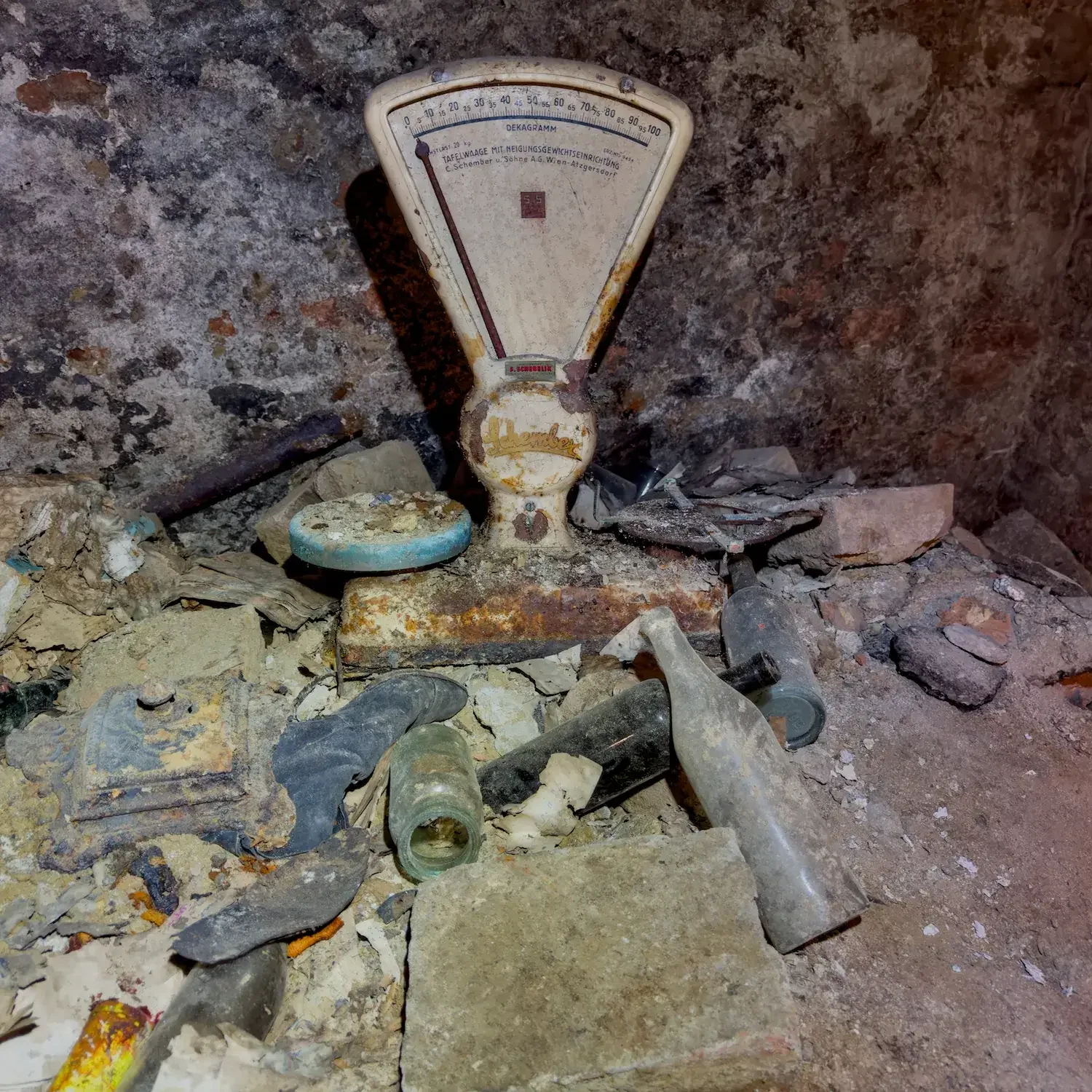 Old scale photographed during a paid underground tour in Vienna