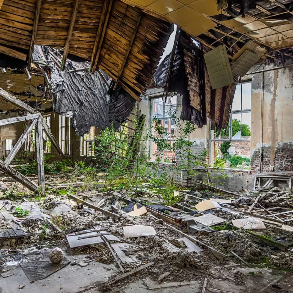 Collapsed roof