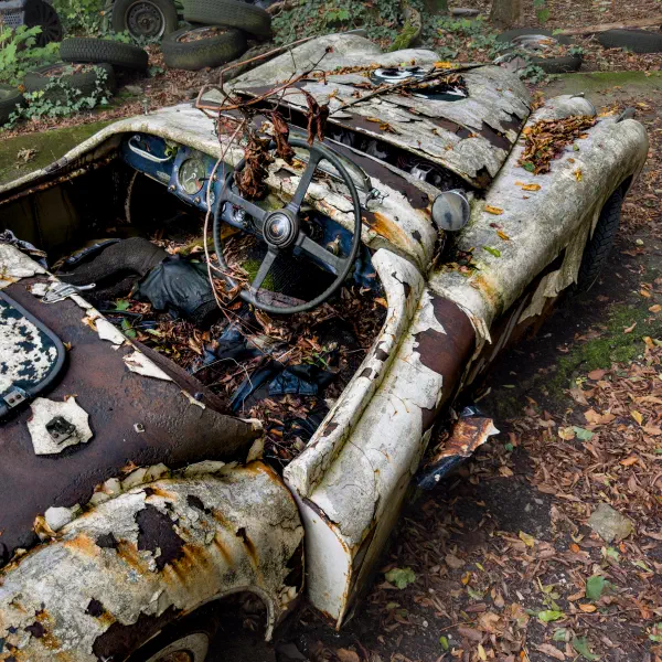 Classic car graveyard in Neandertal, Germany shot on iPhone