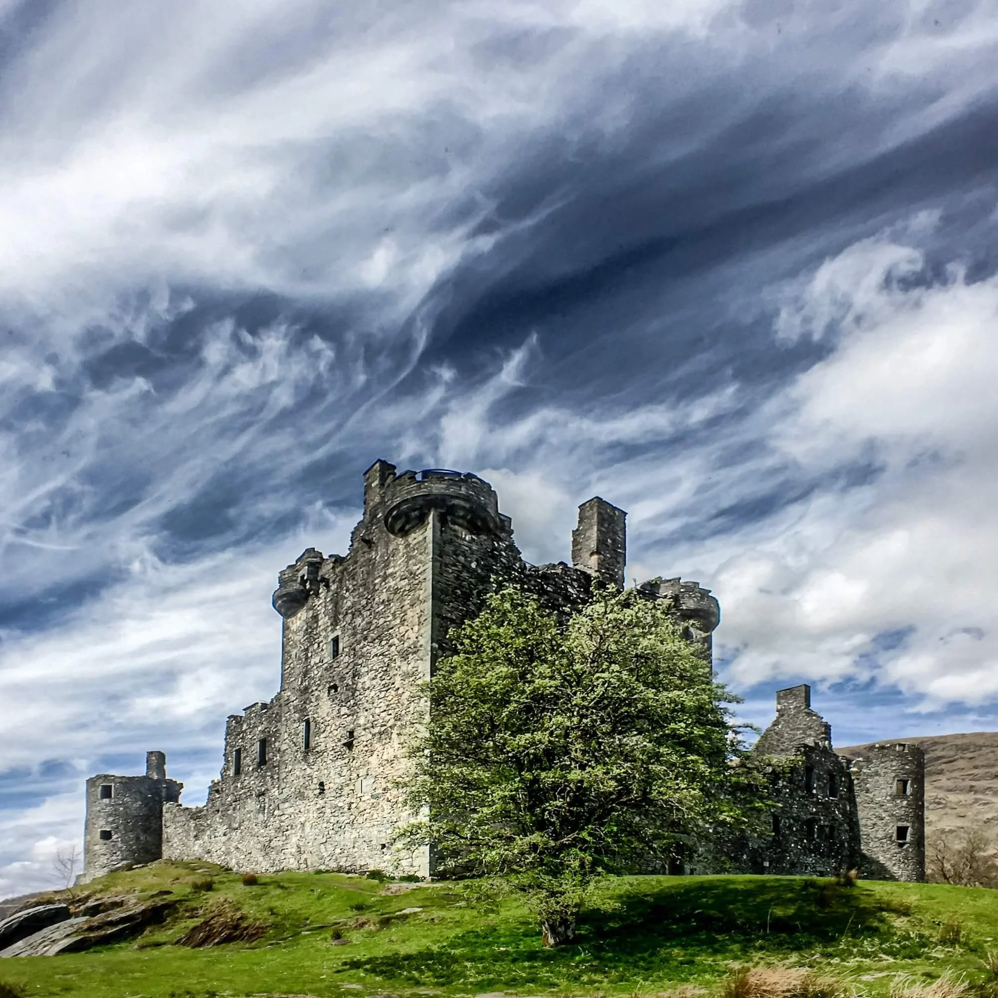 Closeup of Kilchurn Castle in the Scottish Highlands