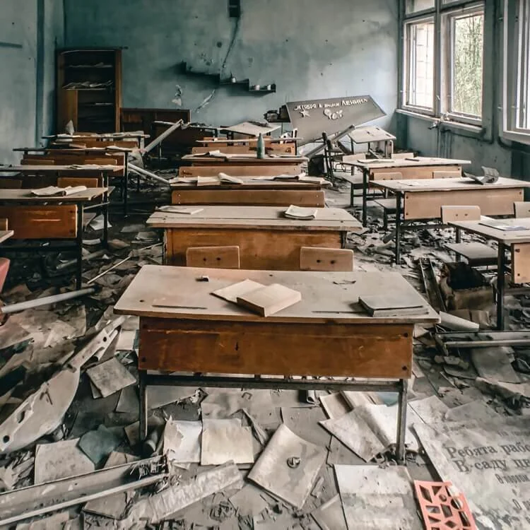 Classroom in a school in Pripyat