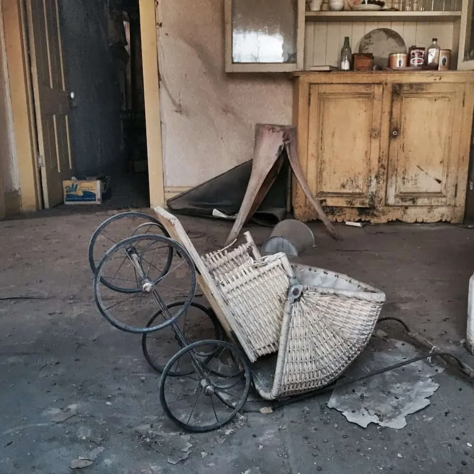 Abandoned stroller at a house in Bodie