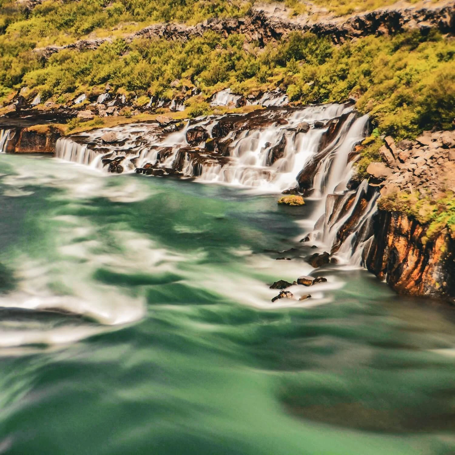 Long Exposure of Hraunfossar waterfall