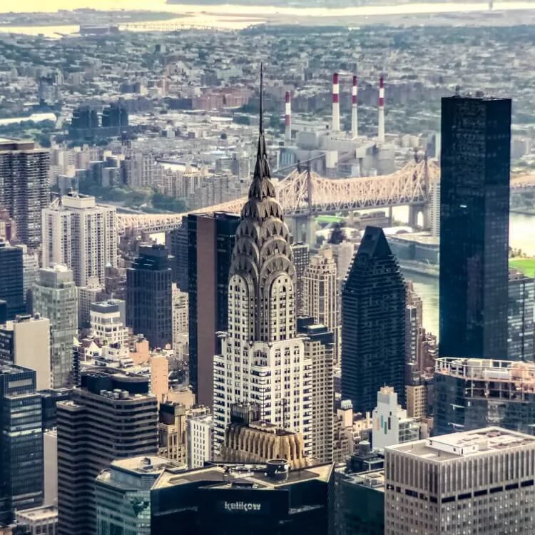 Chrysler Building photographed from “Top of the Rock” with iPhone 2x Zoom + Moment Tele using ProCamera App.