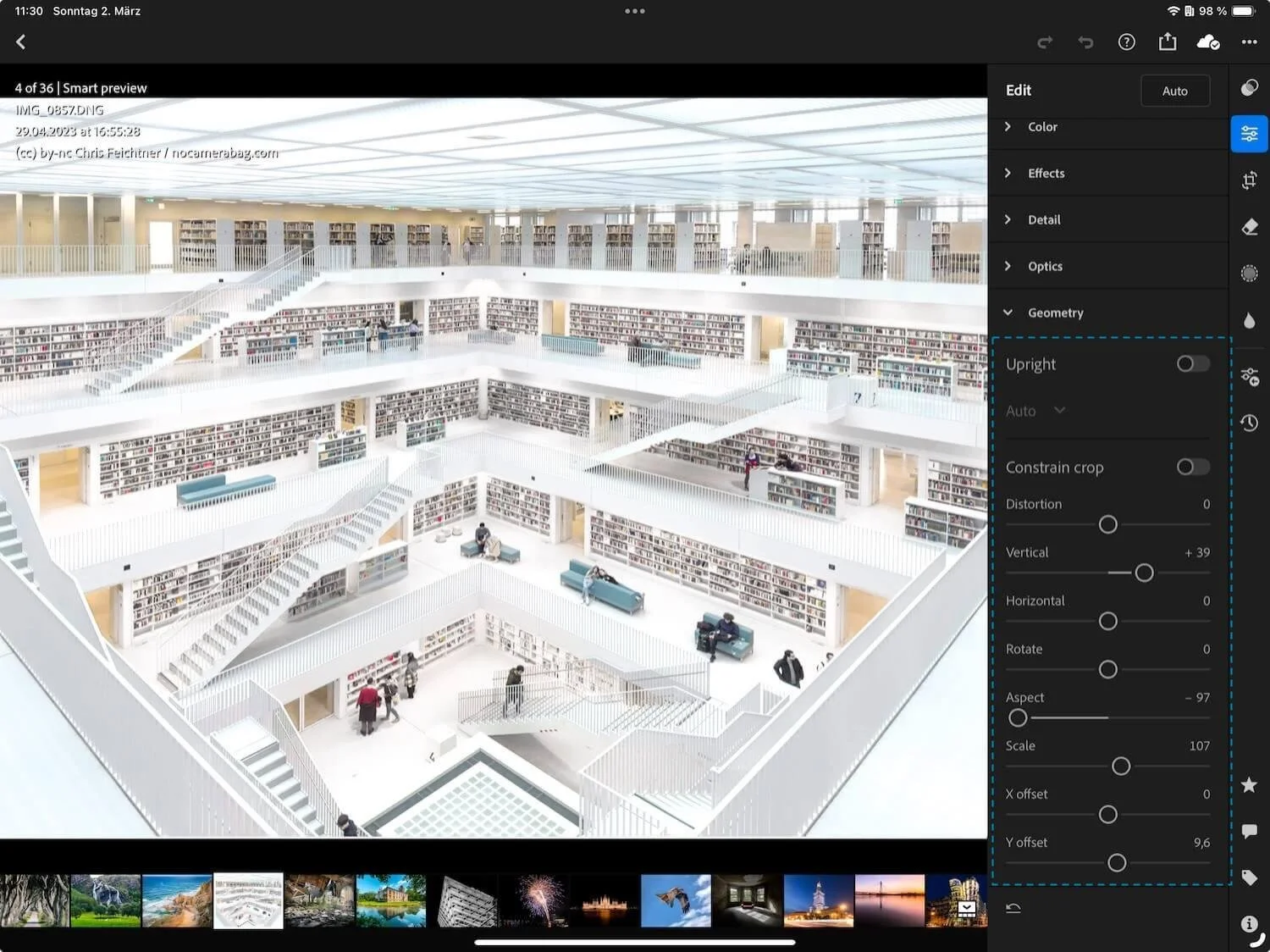 Fix perspective distortions in Lightroom Mobile Premium