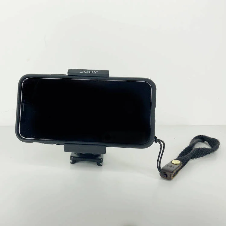 iPhone with Moment Case in Joby Griptight Pro iPhone tripod mount