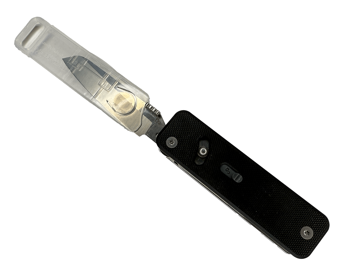To remove the blade, slide the blade into the protective cover