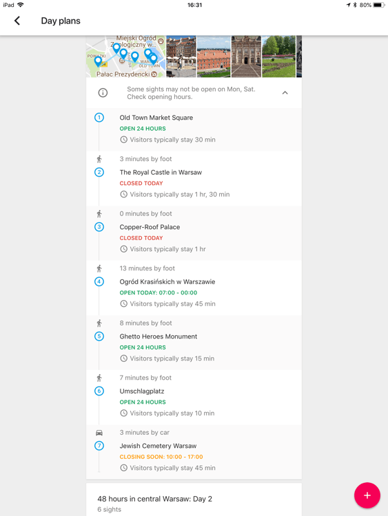 Day plans in Google Trips