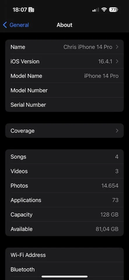 Remaining Storage on my iPhone 14 Pro