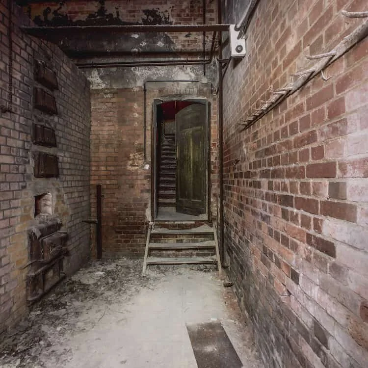 Basement of a lost place without light.
