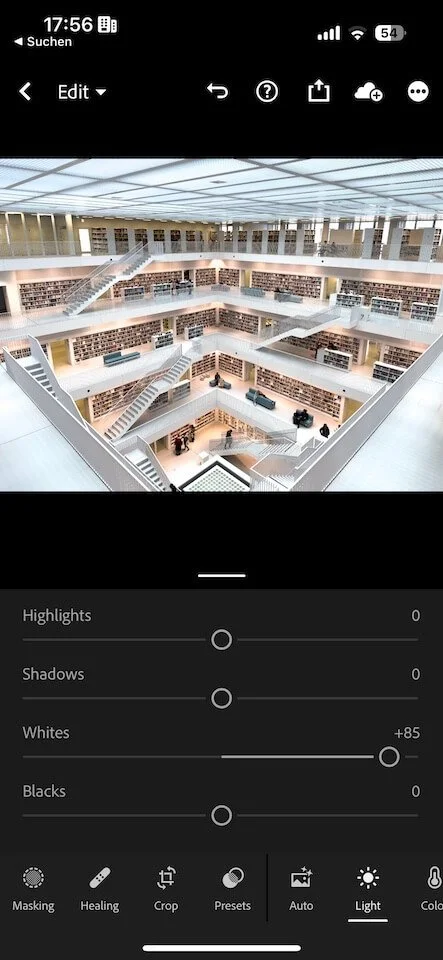 Increasing Whites is the first step for a High-Key edit in Lightroom