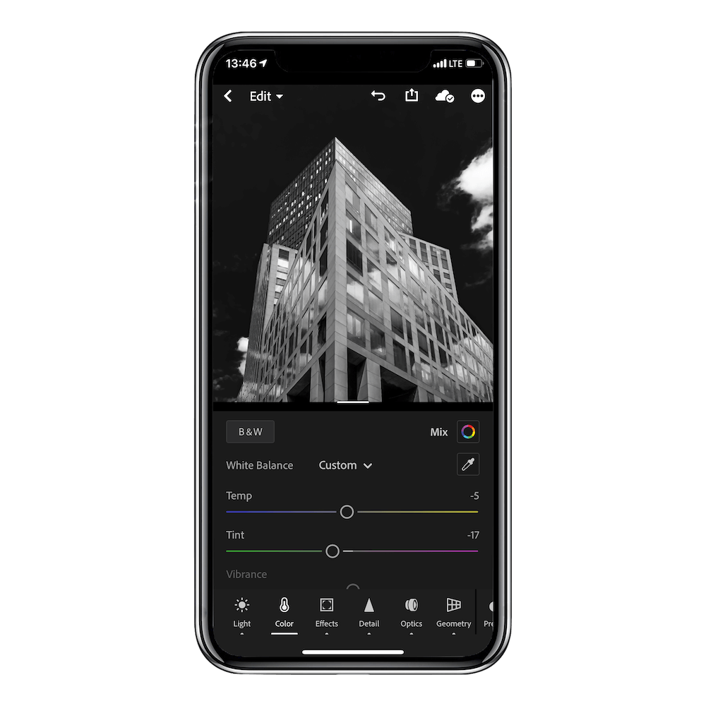 How to convert Photos to Black & White with Lightroom Mobile