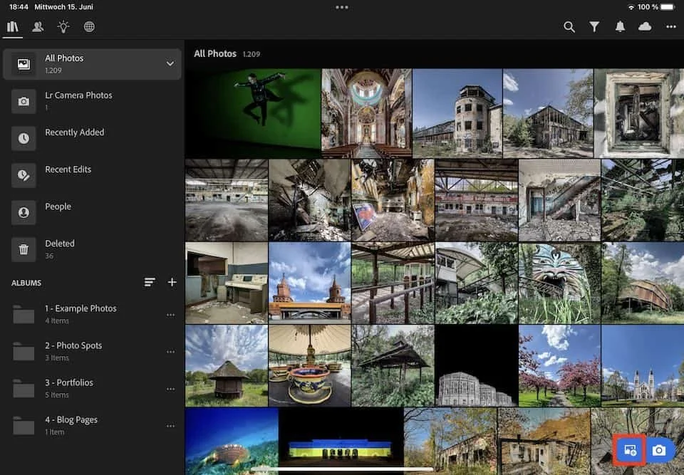 Importing a video into Lightroom mobile - step 1