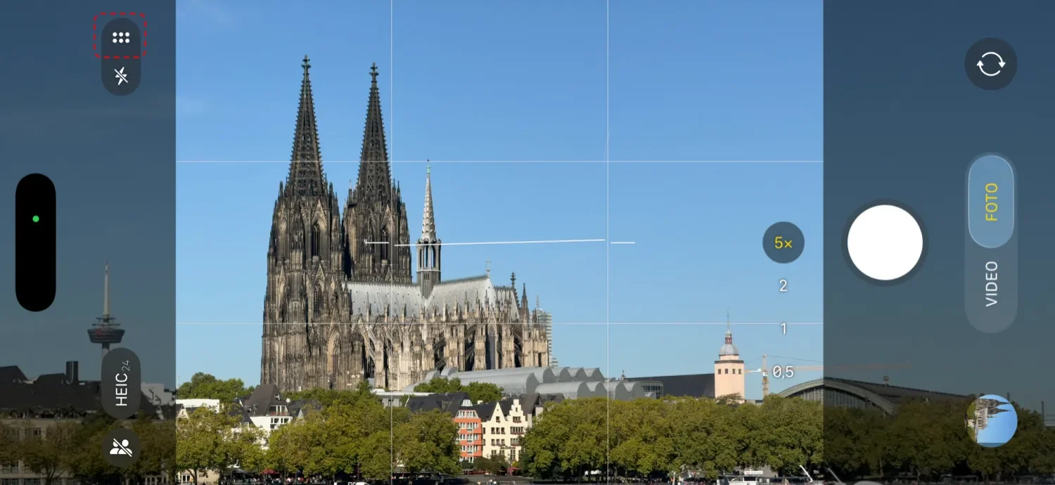 Display camera options in iOS 26