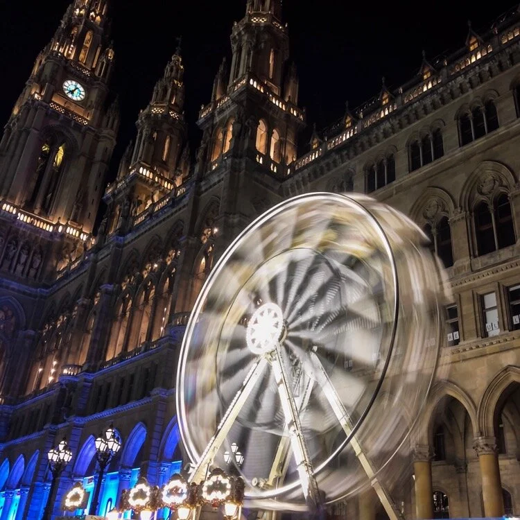 Long exposure of a small Ferris wheel in Vienna. Taken with Slow Shutter Cam App
