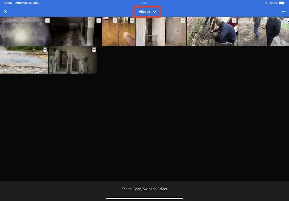Importing a video into Lightroom mobile - step 2