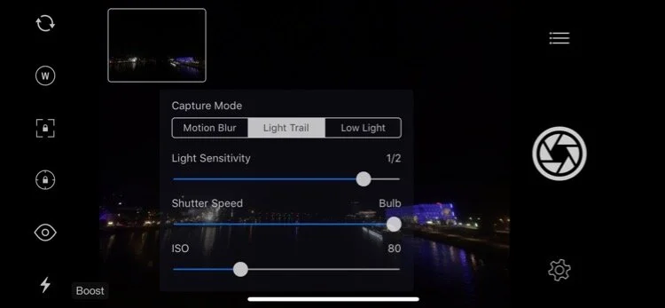 Settings I used for photographing a firework with Slow Shutter Cam App