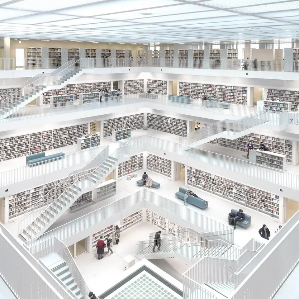 Public Library, Stuttgart, Germany. Shot on iPhone 14 Pro. Learn how to do a high key edit in Lightroom Mobile like this one.