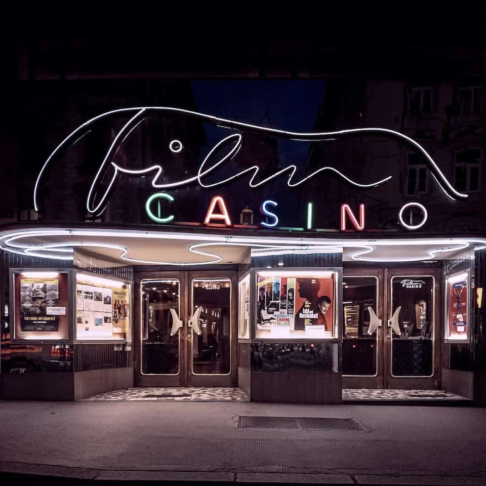 Vintage Style Cinema in Vienna at night shot on iPhone XS using ProCamera Low Light Mode