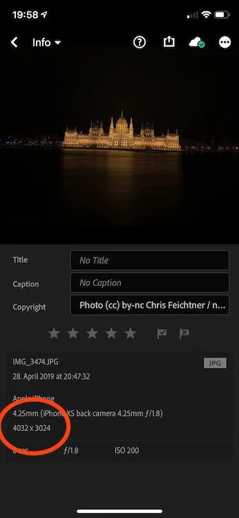 Photo Resolution in Lightroom