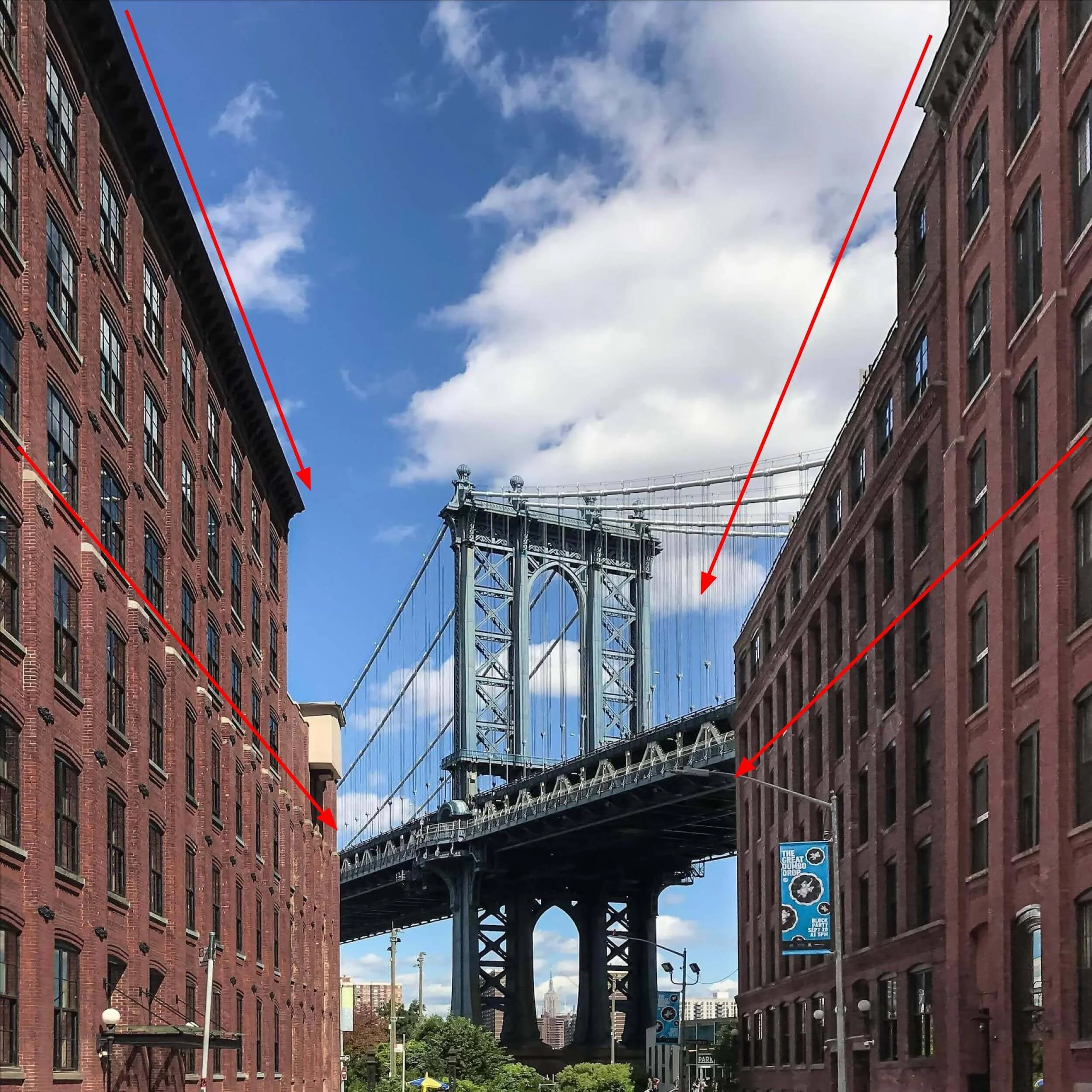 Facades work great as converging leading lines to convey depth