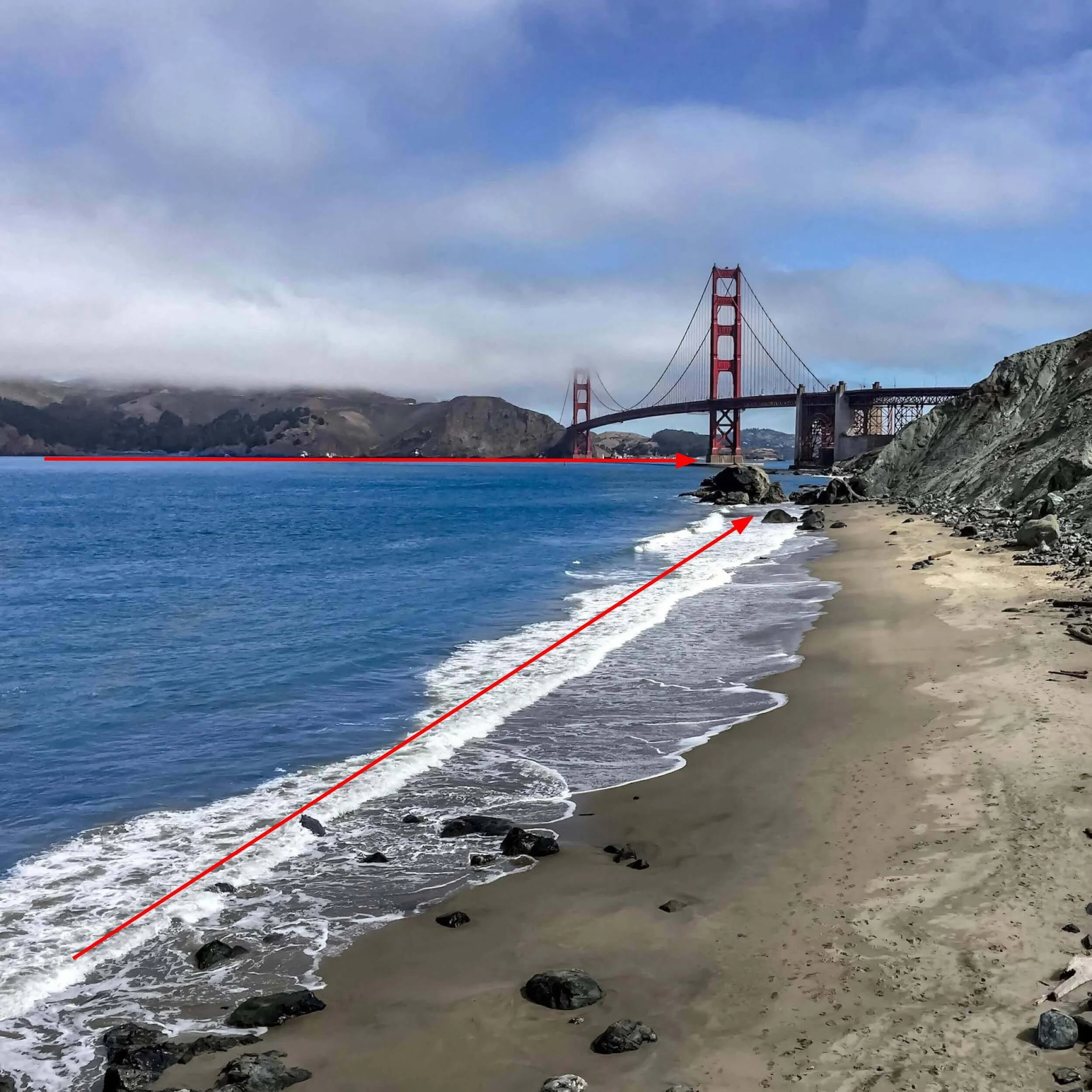 Marshall's Beach, San Francisco, USA. Shot on iPhone 6 Plus. This photo is a good example of how to use leading lines in photography.